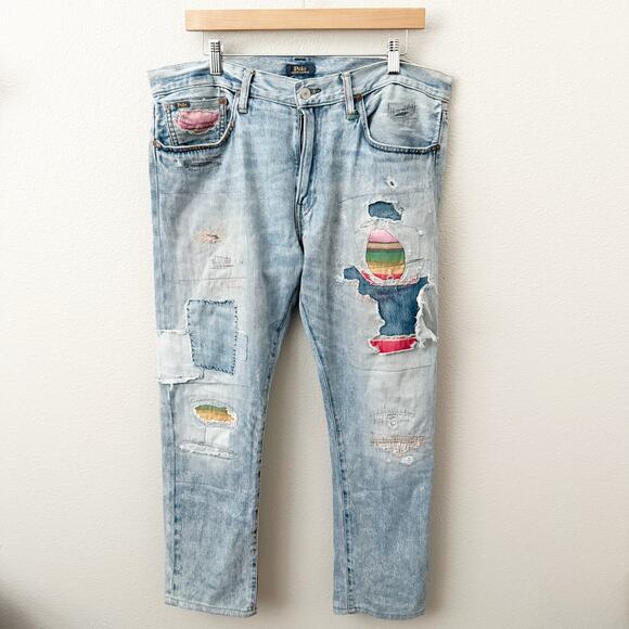 POLO RALPH LAUREN | Sullivan Slim Repaired Arroyo Laguna Aztec Patchwork | 33x30 - Picture 2 of 14